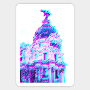 Madrid Spain Historic Building Vaporwave Art Magnet